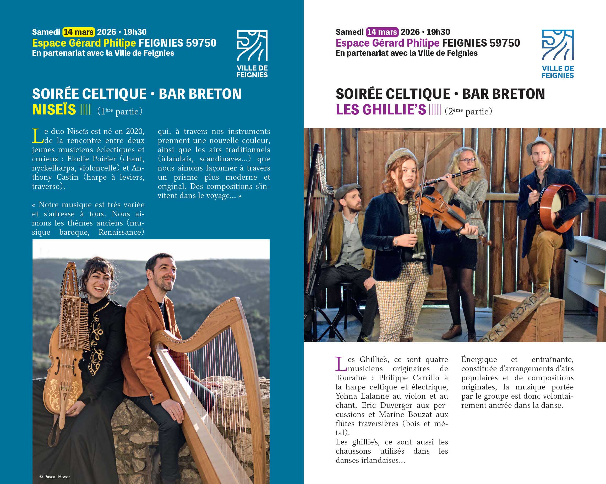 32ème Festival International Harpe en Avesnois : Soirée Celtique et Bar breton avec Niseïs et les Ghillie&rsquo;s